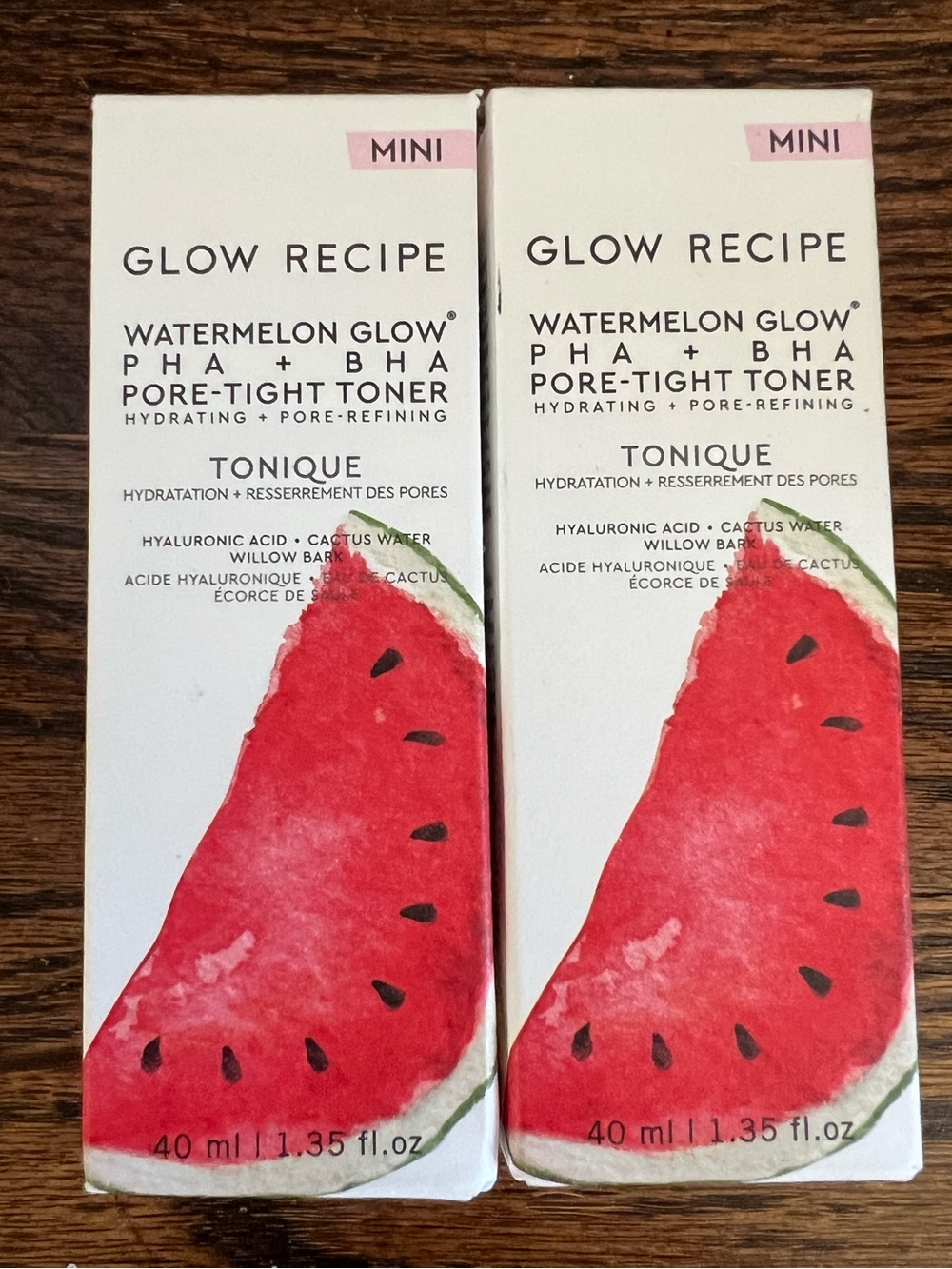 NWT GLOW RECIPE Watermelon Glow PHA + BHA Pore-Tight Toner - 2 1.35oz minis